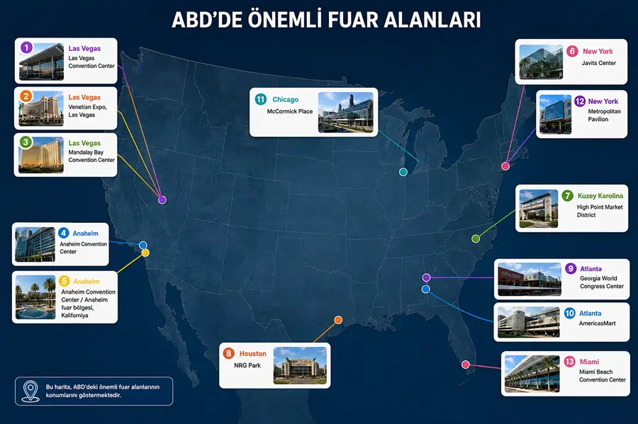 Amerika'nın önemli fuar şehirleri ve fuar merkezleri